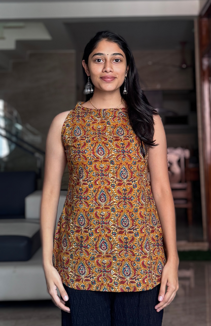 Kalamkari Cotton Halter Neck Top