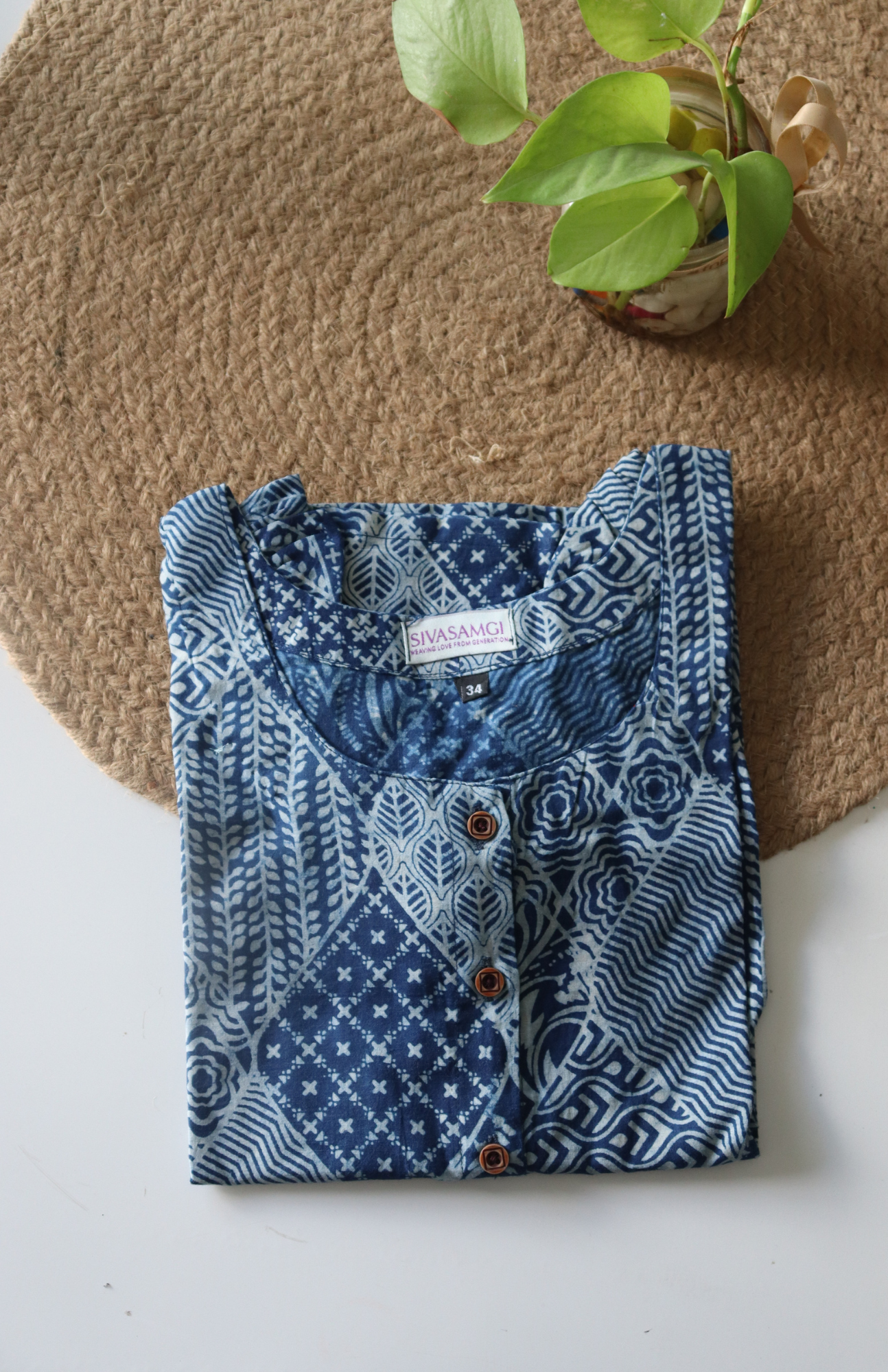 Indigo Crop Top with Hand Block Print.