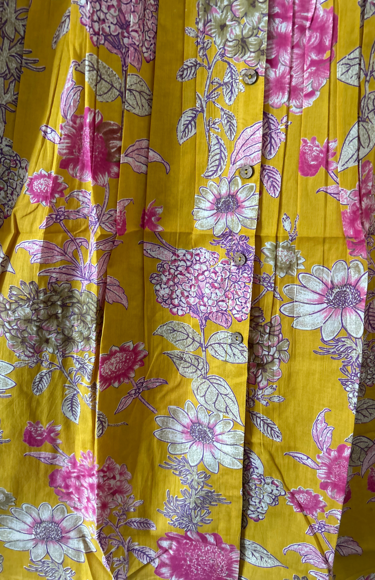 Mustard Pleated Floral Kurti