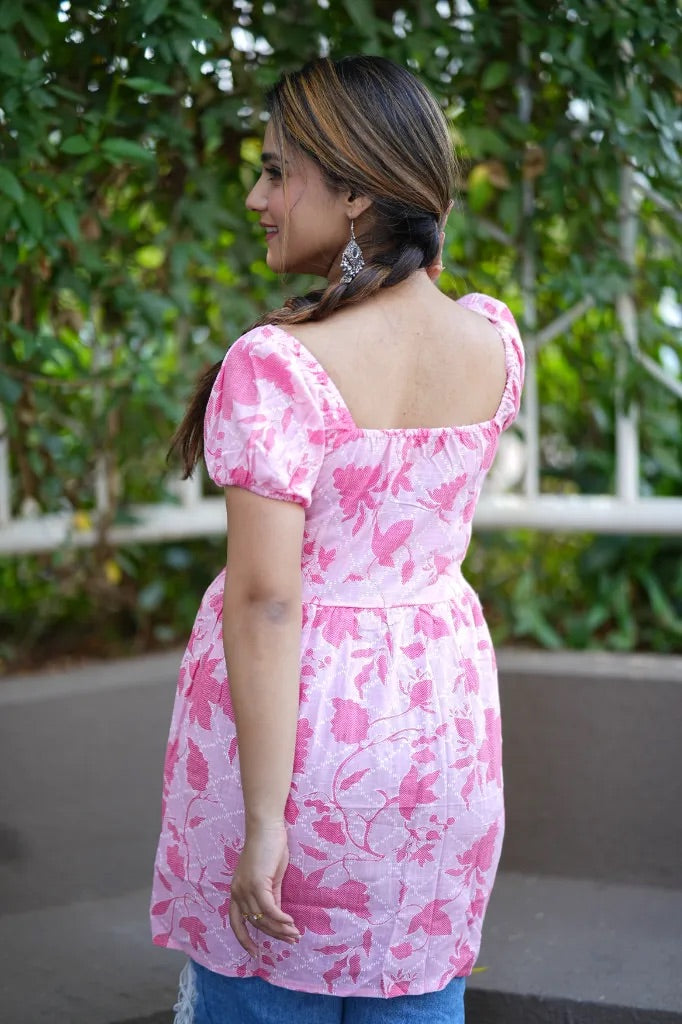 Baby Pink Draw String Tunic Top