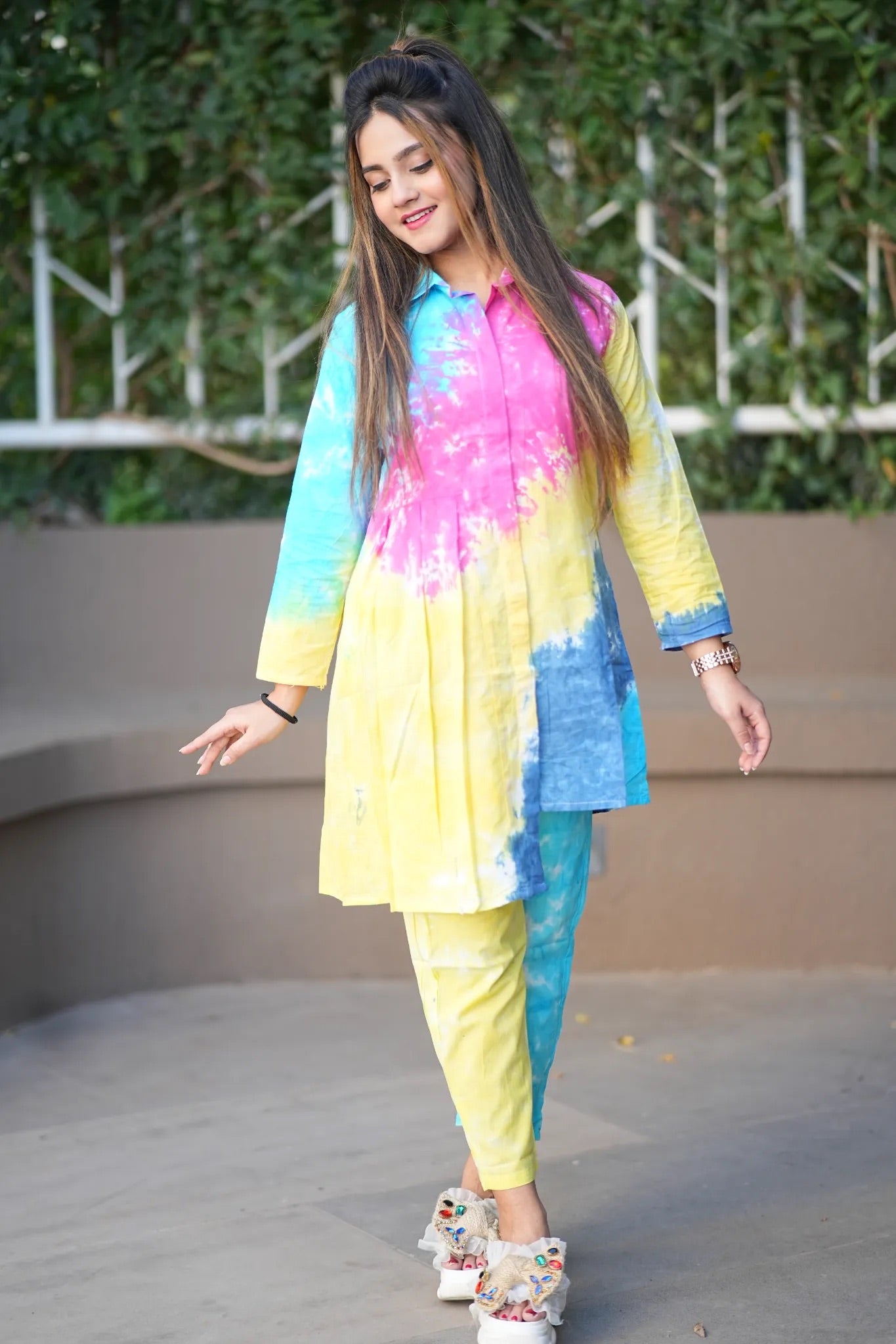 Blue, Pink Yellow Tie-Dye Co-Ord Set