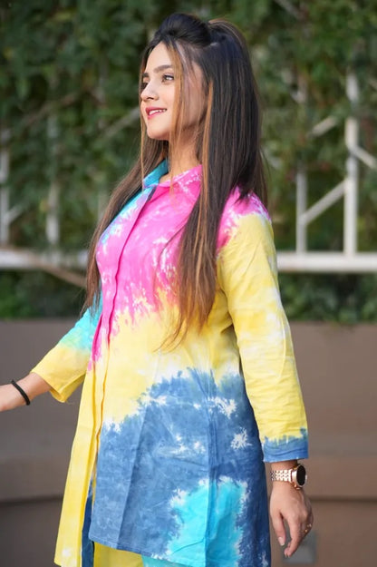 Blue, Pink Yellow Tie-Dye Co-Ord Set